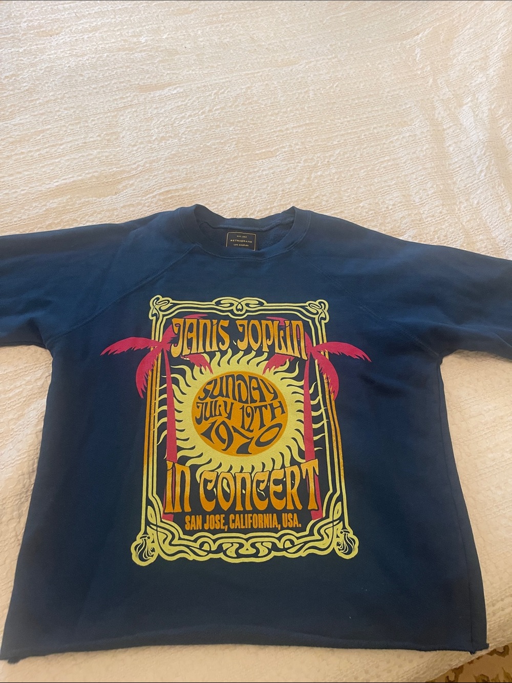 Janis Joplin ladies Navy Graphic Concert Sweatshirt
